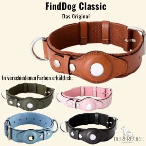 FindDog Classic Leder-Airtag-Hundehalsband – Komfort, Stil und Sicherheit für deinen Hund