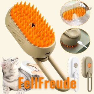 FellFreude Dampfende Bürste – 3-in-1 Pflege für Hunde, Katzen & Kleintiere – Sanfte Pflege, Massage & Glänzendes Fell, Verfilzungen lösen